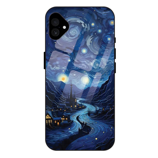 'The Starry Night - Glossy Metal Silicone Case For Apple iPhone 16