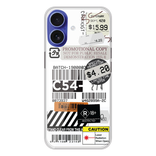 Labels - Clear Printed Silicone Case For Apple iPhone 16 