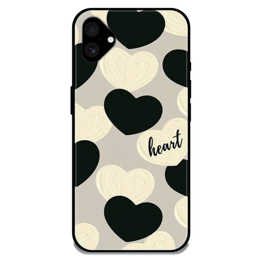 'Black And White Heart - Glossy Metal Silicone Case For Apple iPhone 16