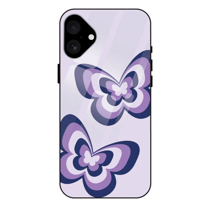 'Blue butterflies - Glass Case For Apple iPhone 16