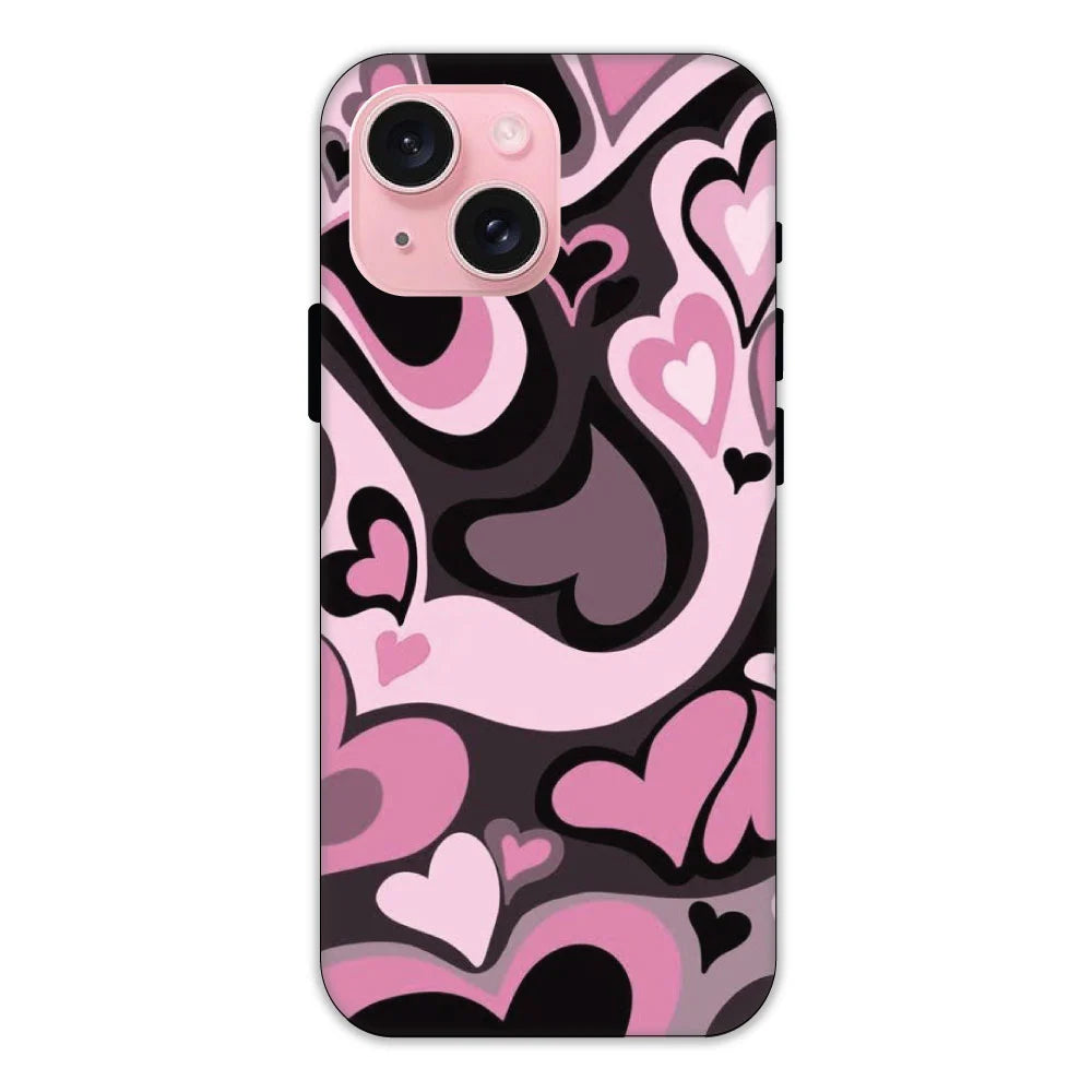 Pink & Black Mini Hearts Hard Case Apple iPhone 14 Models