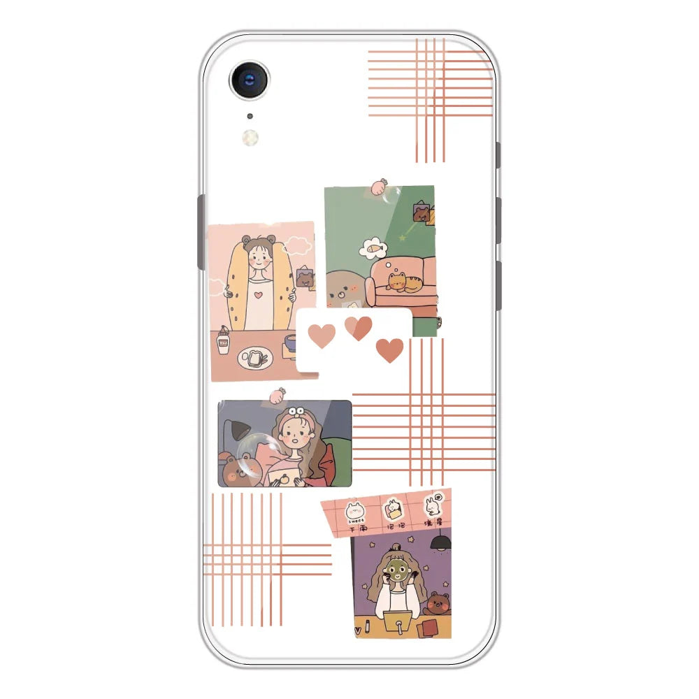 Cute Girl Collage - Clear Printed Silicone Case For Apple iPhone Models -Apple iPhone XR