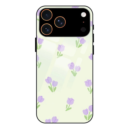 Minimal Tulip Pattern - Glass Case For Apple iPhone 17 Pro