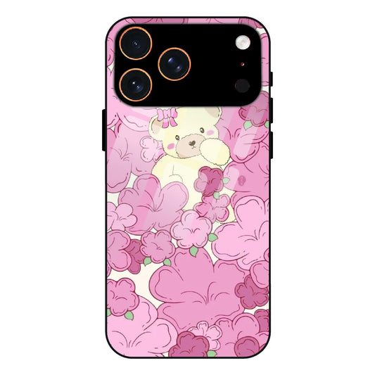 Blush Teddy Floral - Glass Case For Apple iPhone 17 Pro