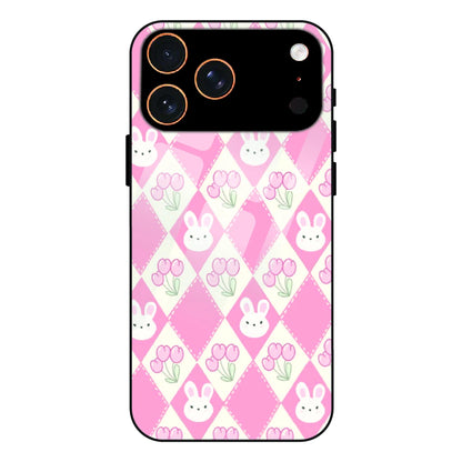 Pink Bunny Argyle - Glass Case For Apple iPhone 17 Pro