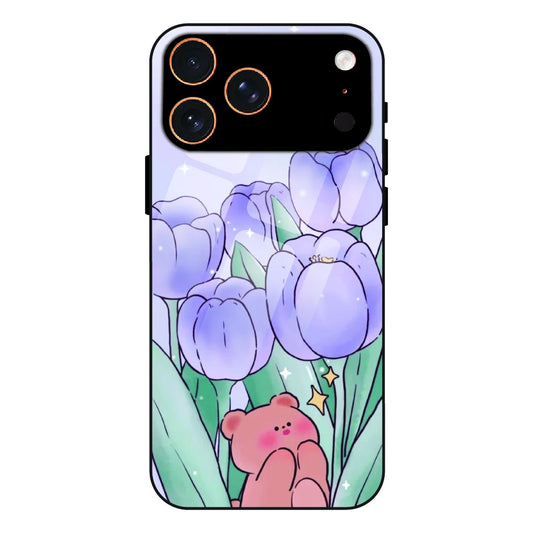 Tulip Bear Dreamscape - Glass Case For Apple iPhone 17 Pro