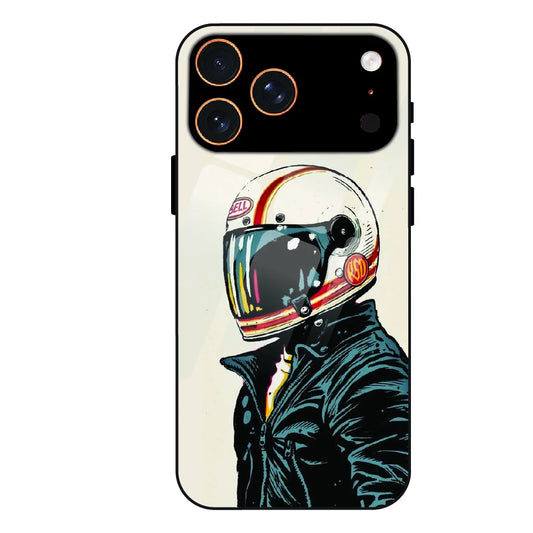 Retro Racer Helmet - Glass Case For Apple iPhone 17 Pro Max