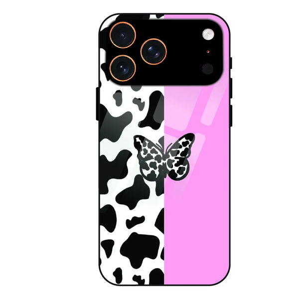 Cow Print Butterfly - Glass Case For Apple iPhone 17 Pro Max