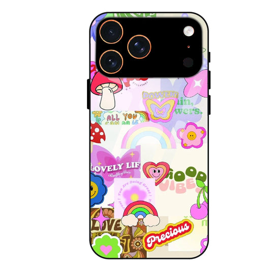 Kawaii Sticker Pop - Glass Case For Apple iPhone 17 Pro Max