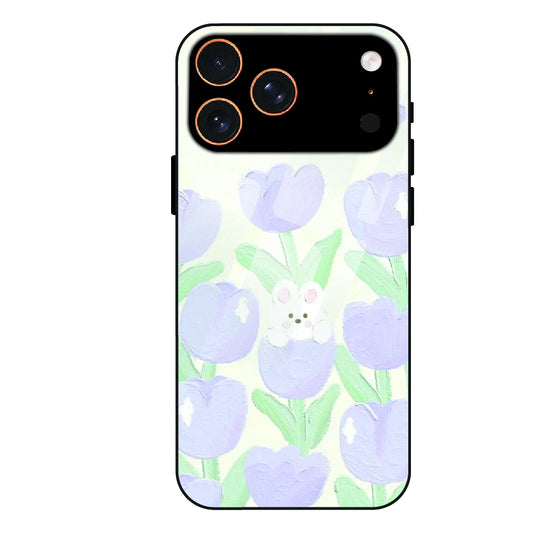 Cute Bunny Tulip - Glass Case For Apple iPhone 17 Pro Max