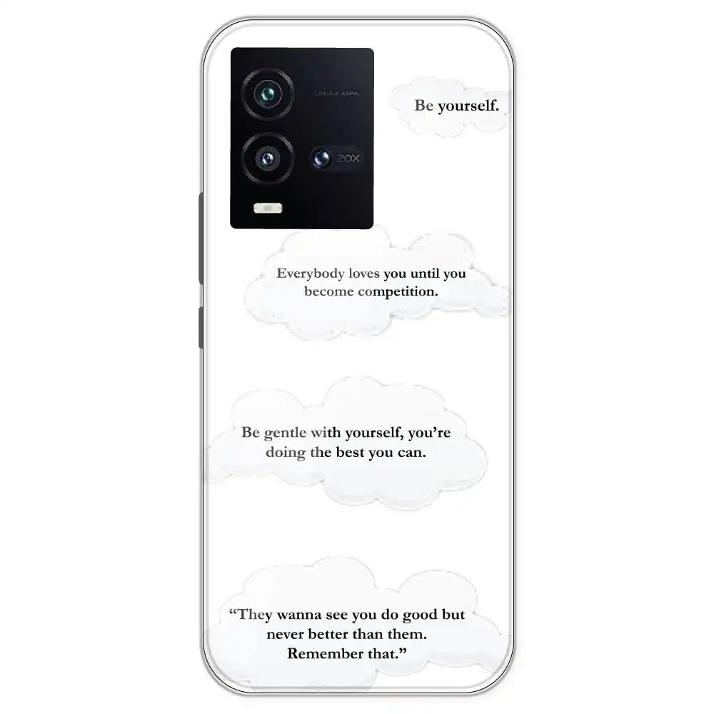 Quotes And Clouds - Clear Printed Silicone Case For iQOO Models