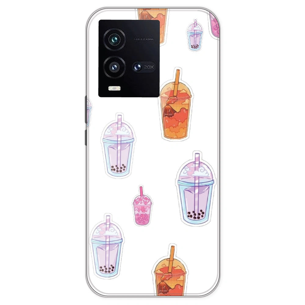 Bubble Tea - Clear Printed Silicone Case For IQOO 10
