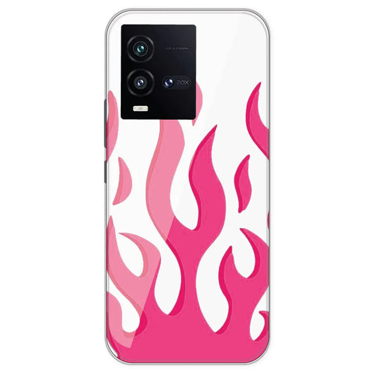 Pink Flames - Clear Printed Silicone Case For iQOO 10