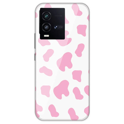 Pink Cow Print - Clear Printed Silicone Case For IQOO 10