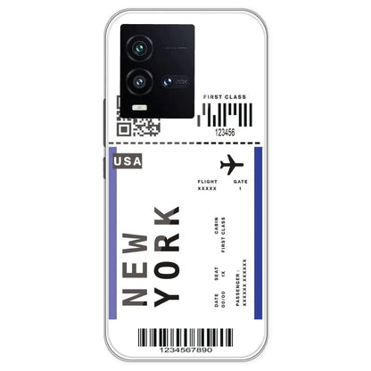 New York Ticket - Clear Printed Silicone Case For IQOO 10