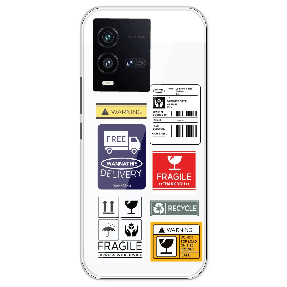 Caution Labels - Clear Printed Silicone Case For IQOO 10
