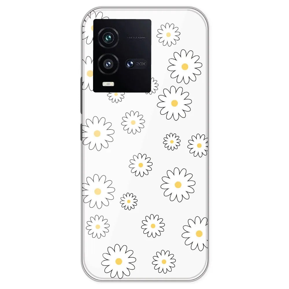 White Flowers - Clear Printed Silicone Case For IQOO 10