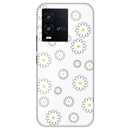 White Flowers - Clear Printed Silicone Case For IQOO 10