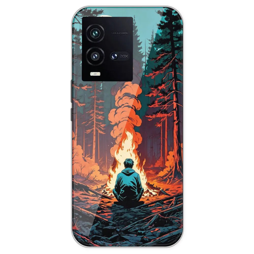 Boy With Camp Fire - Printed Silicone Case For IQOO 10