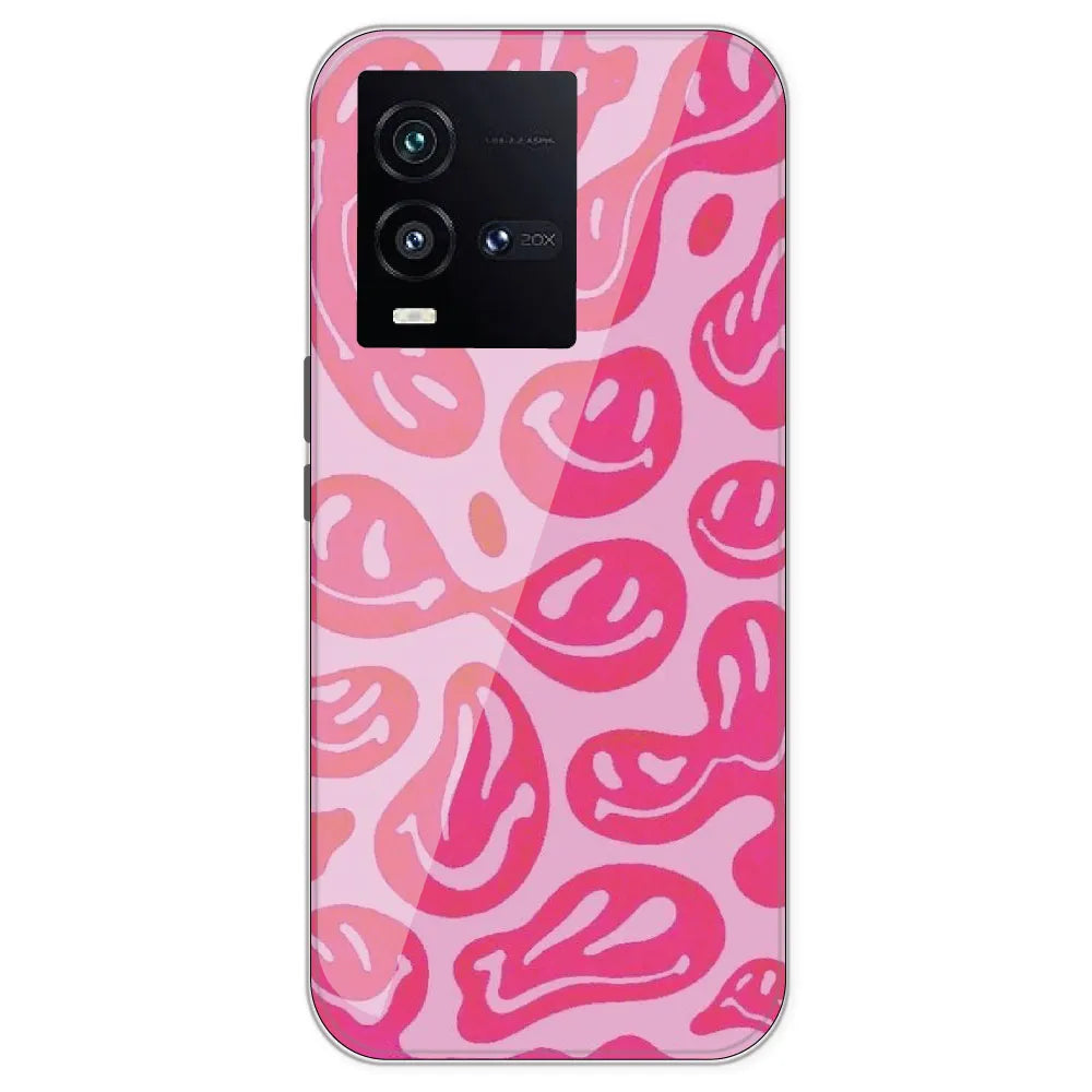 Pink Smilies - Printed Silicone Case For IQOO 10
