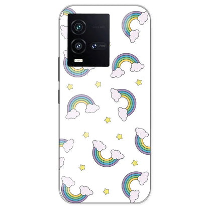 Rainbow With Clouds - Clear Printed Silicone Case For IQOO 10