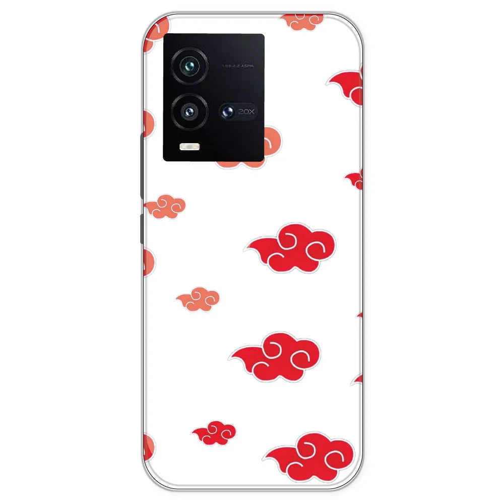 Red Clouds - Clear Printed Silicone Case For IQOO 10