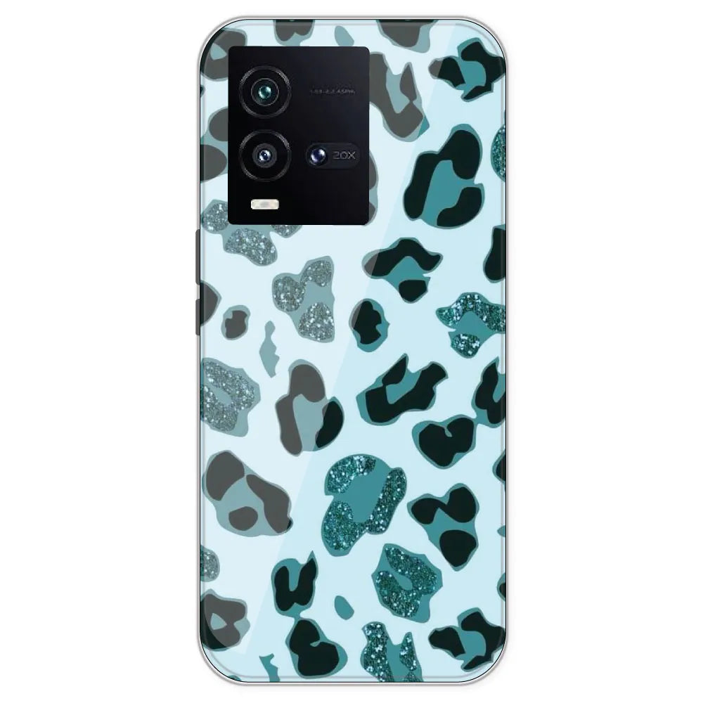 Blue Leopard Glitter Print - Printed Silicone Case For IQOO 10