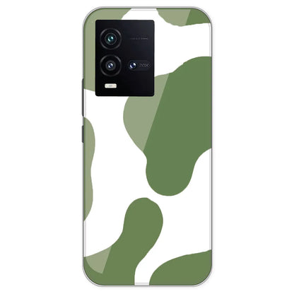 Olive Green Cow Print - Clear Printed Silicone Case For IQOO 10