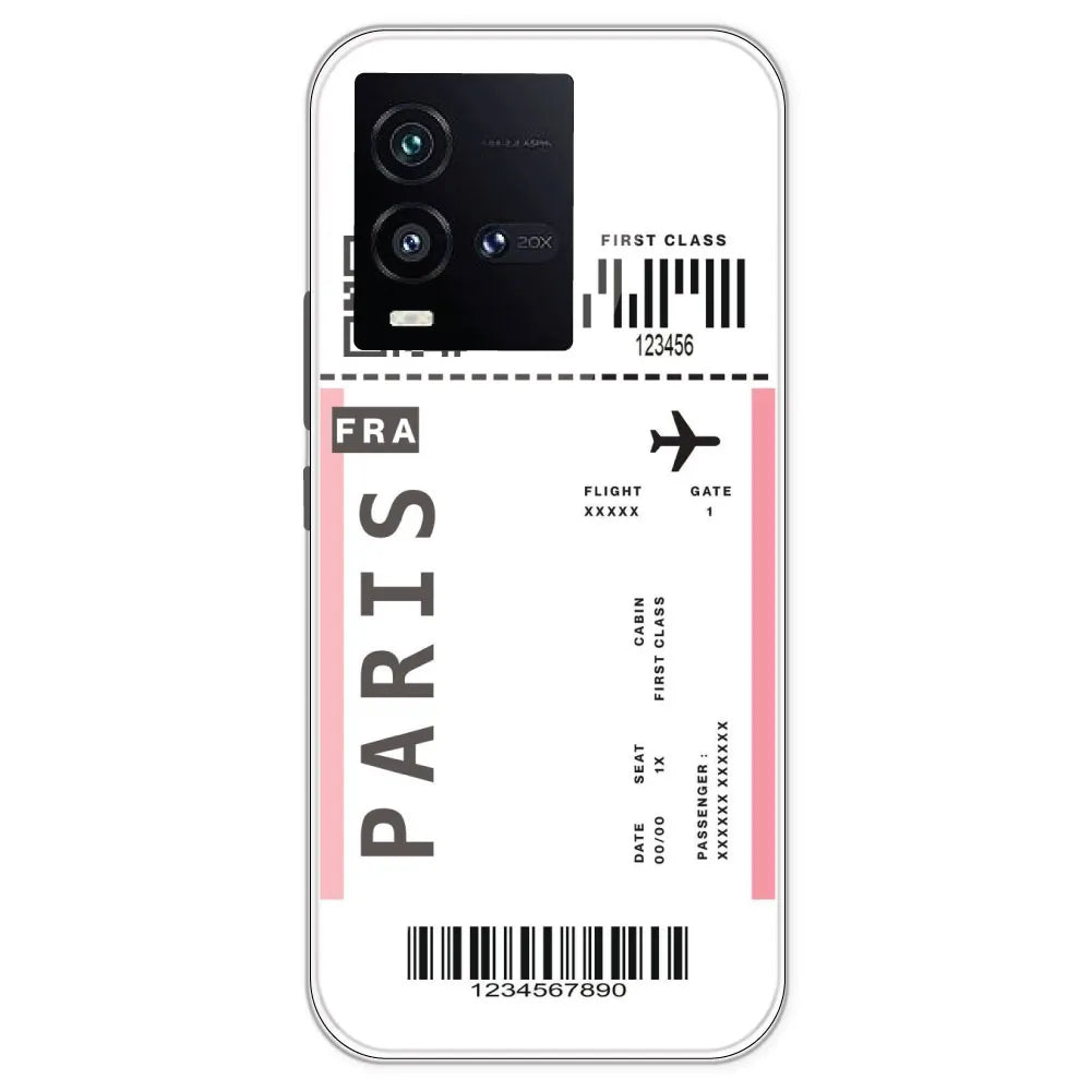 Paris Ticket - Clear Printed Silicone Case For IQOO 10