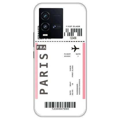 Paris Ticket - Clear Printed Silicone Case For IQOO 10