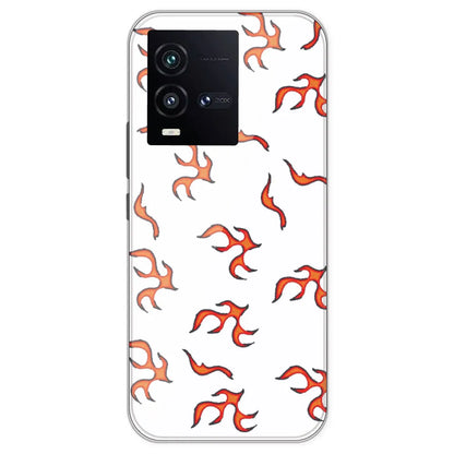 Orange Mini Flames - Clear Printed Silicone Case For IQOO 10