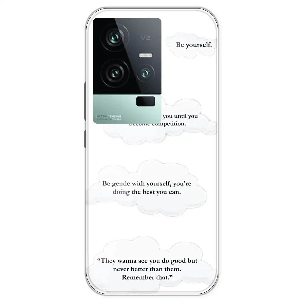 Quotes And Clouds - Clear Printed Silicone Case For iQOO Models