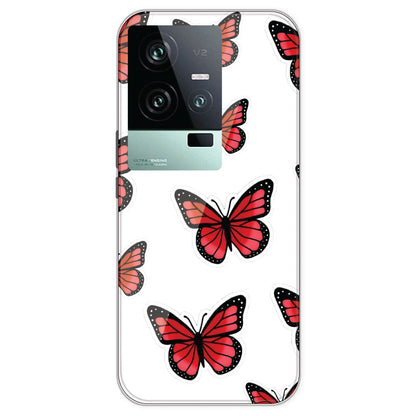Red Butterfly - Clear Printed Silicone Case For IQOO 11