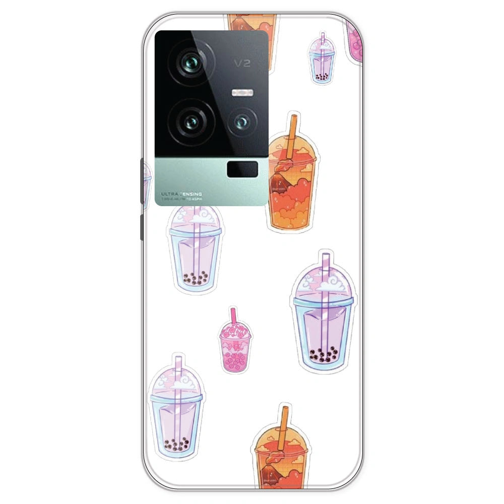 Bubble Tea - Clear Printed Silicone Case For IQOO 11