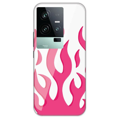 Pink Flames - Clear Printed Silicone Case For iQOO 11