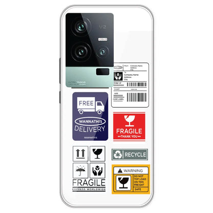 Caution Labels - Clear Printed Silicone Case For IQOO 11 