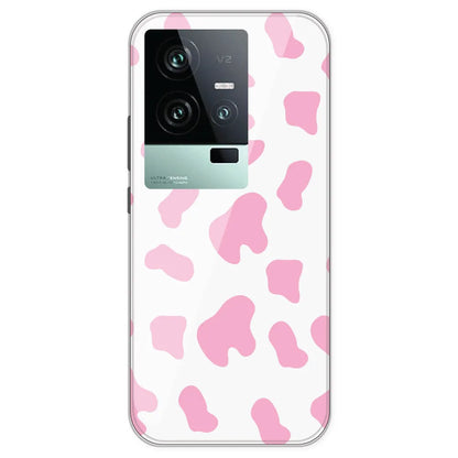 Pink Cow Print - Clear Printed Silicone Case For IQOO 11