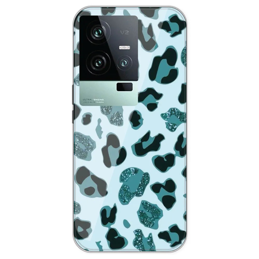 Blue Leopard Glitter Print - Printed Silicone Case For IQOO 11
