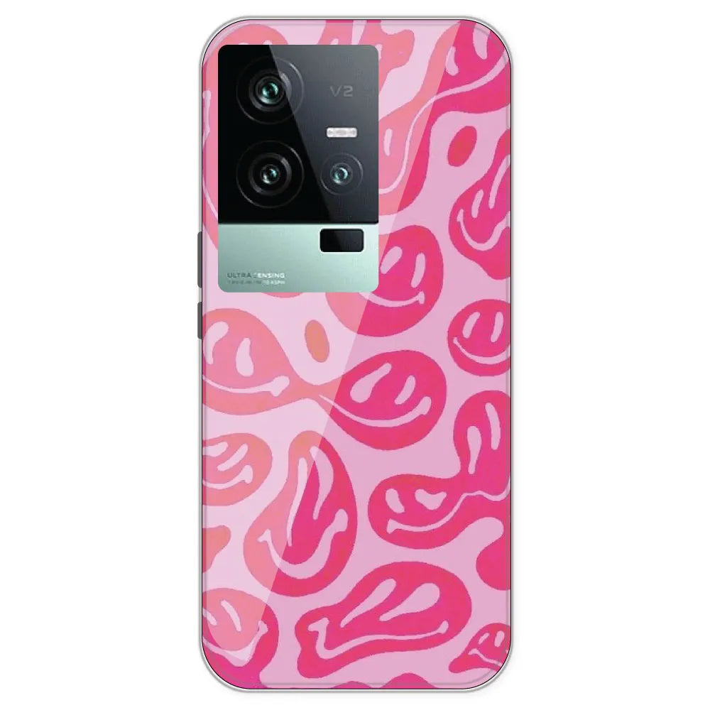Pink Smilies - Printed Silicone Case For IQOO 11