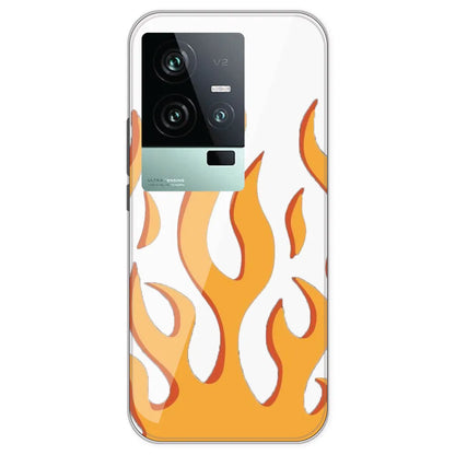 Orange Flames - Clear Printed Silicone Case For IQOO 11 5G