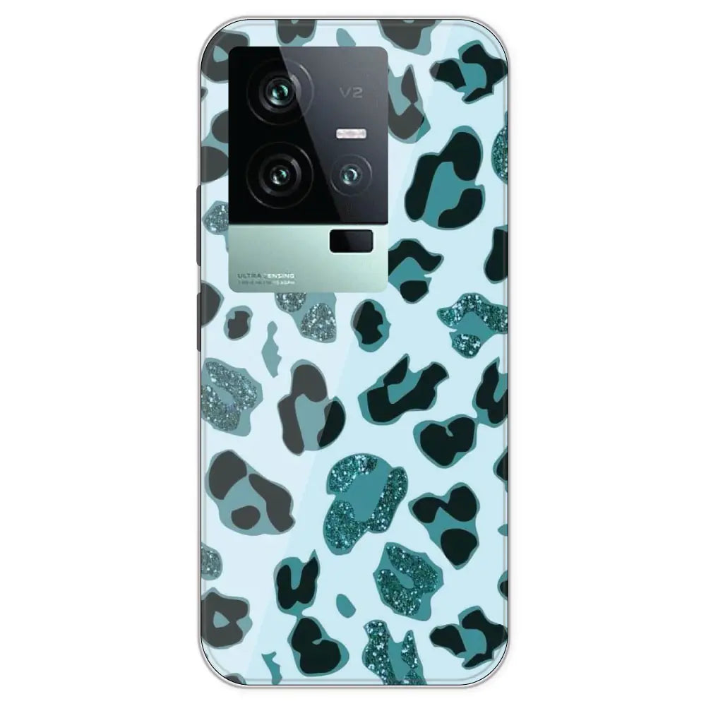 Blue Leopard Glitter Print - Printed Silicone Case For IQOO 11