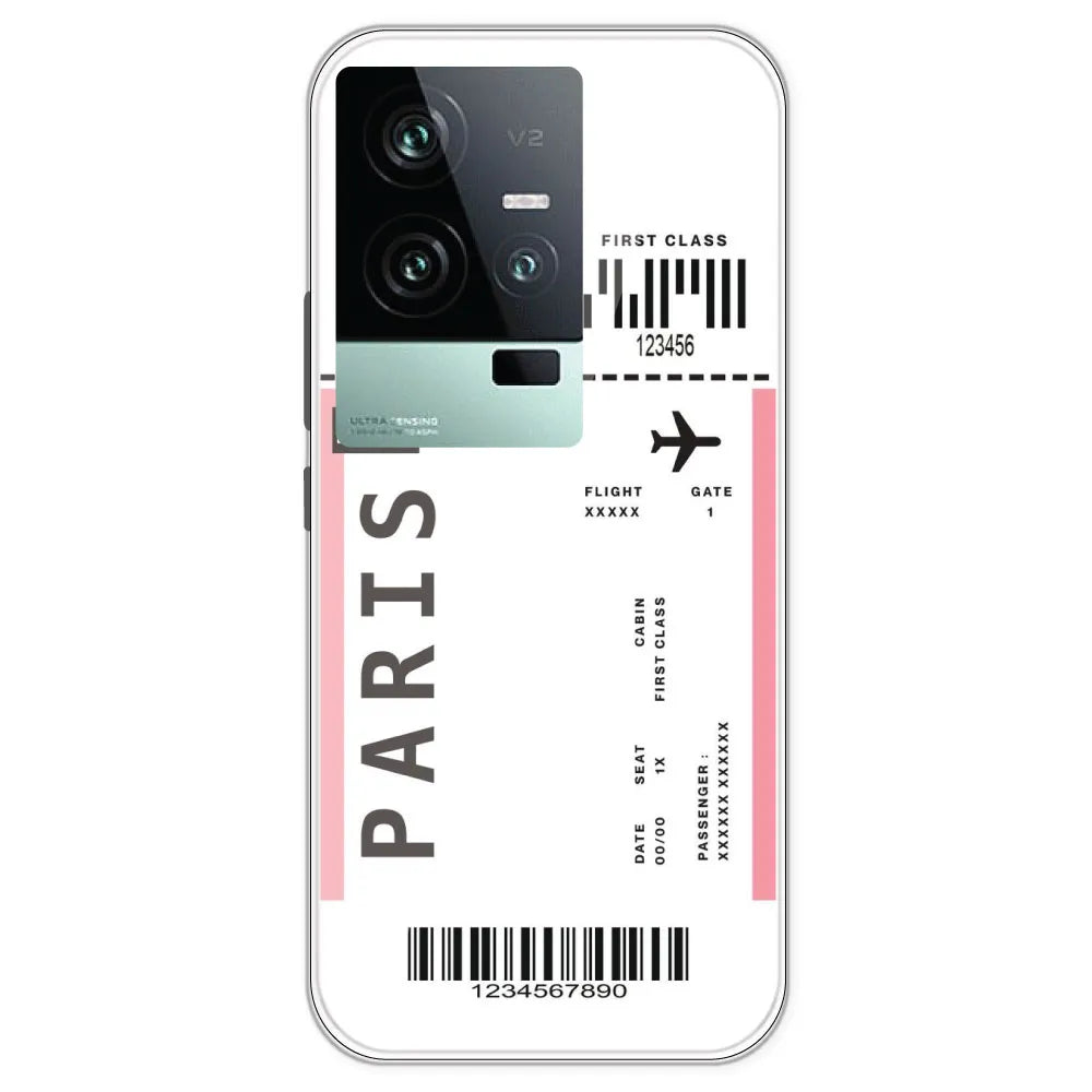 Paris Ticket - Clear Printed Silicone Case For IQOO 11