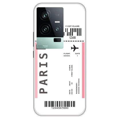 Paris Ticket - Clear Printed Silicone Case For IQOO 11