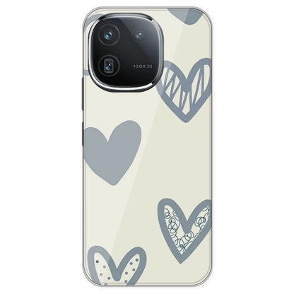 Light Blue Hearts - Printed Silicone Case For IQOO 12