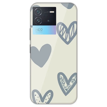  Light Blue Hearts - Printed Silicone Case For IQOO Neo 6