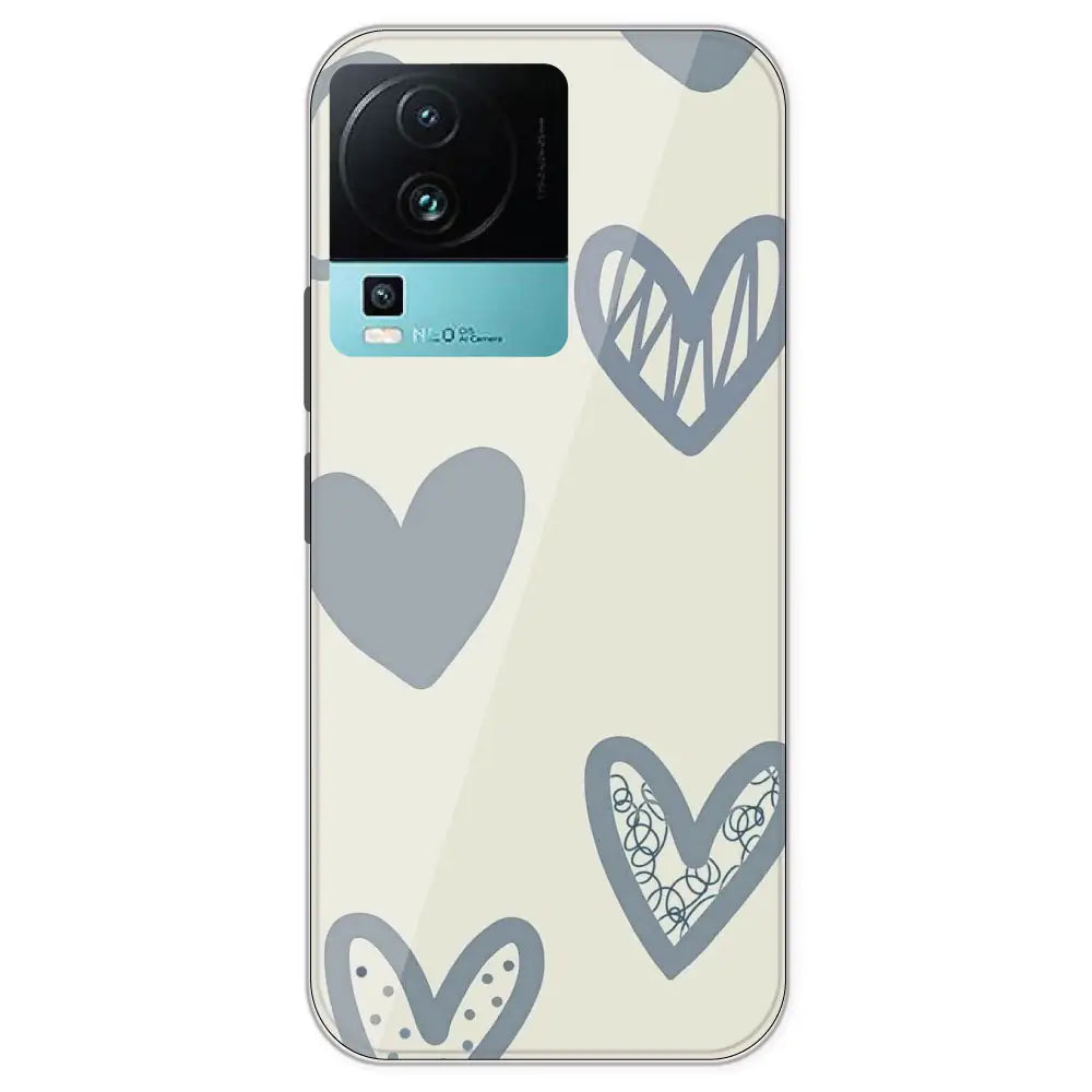 Light Blue Hearts - Printed Silicone Case For IQOO Neo 7