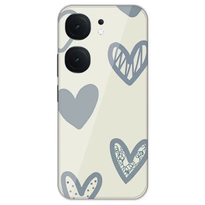 Light Blue Hearts - Printed Silicone Case For IQOO Neo 9 Pro