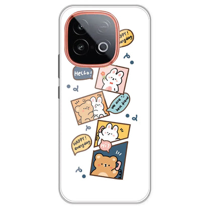 Happy Rabit And Bear - Clear Printed Silicone Case For IQOO Neo 10