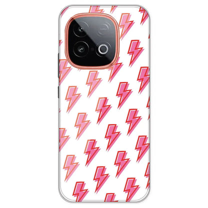 Pink Lightning Bolts - Clear Printed Silicone Case For IQOO Neo 10