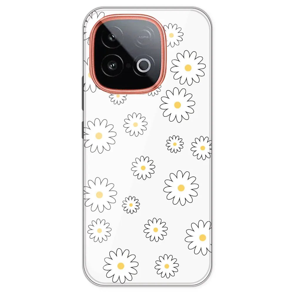 White Flowers - Clear Printed Silicone Case For IQOO Neo 10
